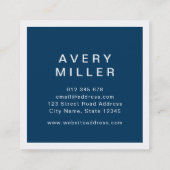 Weiß und blau - Unternehmen Modernes Beruflich Quadratische Visitenkarte (Rückseite)