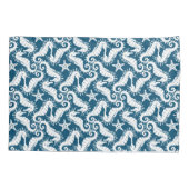 Weiß und blau wiederholendes Motiv | Seepferd Must Kissenbezug (Rückseite)