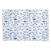 Weiß und blau wiederholendes Motiv | Shark Pattern Kissenbezug (Vorderseite)