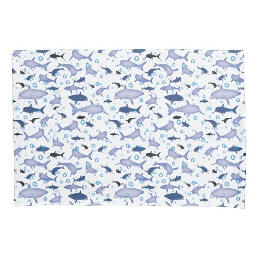 Weiß und blau wiederholendes Motiv | Shark Pattern Kissenbezug (Vorderseite)