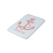 Weiß und Blau Zickzack mit Anker für Wasserfahrzeu Badematte (Schrägansicht)