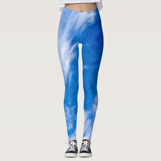 Weiß und Blauer Nebel Leggings (Vorderseite)