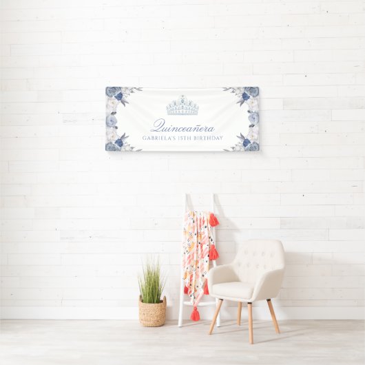 Weiß und Blauer Quinceanera Banner (Insitu)