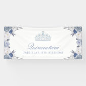 Weiß und Blauer Quinceanera Banner (Horizontal)