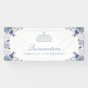 Weiß und Blauer Quinceanera Banner
