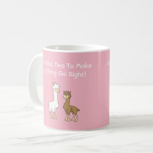 Weiß und braun Lama Llama Couple Kaffeetasse (Vorderseite Links)
