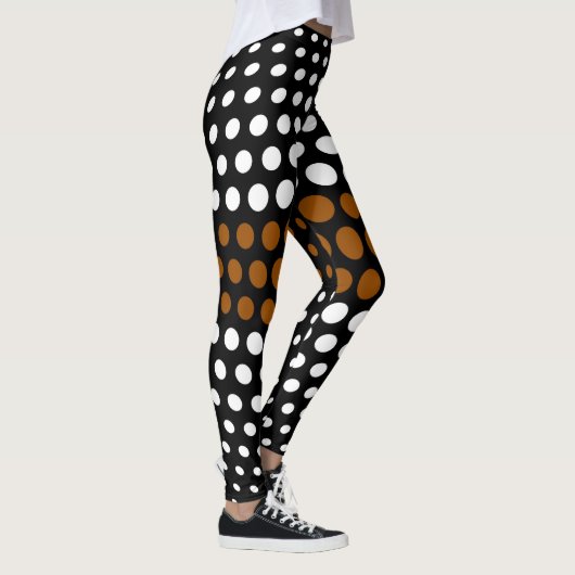 Weiß und braun Polka Dot Muster Leggings (Rechts)