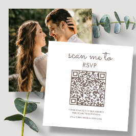 weiß und braun | RSVP QR Code für Hochzeiten Begleitkarte