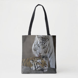 Weiß und Brown-Tiger-Stillstehen Tasche