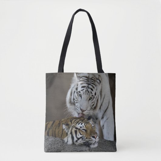 Weiß und Brown-Tiger-Stillstehen Tasche (Vorderseite)