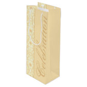 Weiß und Creme Geschenktüte Für Weinflaschen (Vorderseite Schrägansicht)