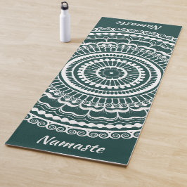 Weiß und dunkel Aquamarin Mehndi Henna Mandala Yogamatte