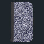 Weiß und Dunkel Navy Vintag Paisley Muster Galaxy S4 Geldbeutel Hülle<br><div class="desc">Elegantes,  weißes Paisley-Muster über dunkelmarineblau Farbe,  die man ändern kann.</div>