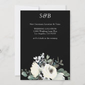 Weiß und dunkelblaue Blüte auf Schwarz Ändern Sie Einladung (Rückseite)