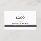 Weiß und Dunkelgrau mit Beruflichen Logos und Foto Visitenkarte (Vorderseite)