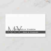 Weiß und Dunkelgrau mit Monogramm Beruflich Visitenkarte (Vorderseite)