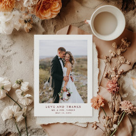 Weiß und dunkelrot - Eleganter Text und Foto Hochz Dankeskarte