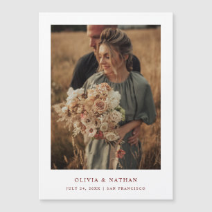 Weiß und Dunkelrot Foto Magnetic Save the Date Magnetkarte