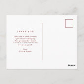 Weiß und dunkelrot | Foto Wedding Vielen Dank Postkarte (Rückseite)