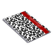 Weiß und Ebenholz-mit Monogramm Element-Druck Notizblock (Rechte Seite)