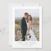 Weiß und elegant Text und Foto | Hochzeit Dankeskarte (Vorderseite)