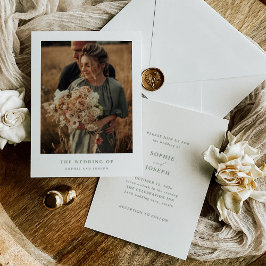 Weiß und elegant Text und Foto | Hochzeit Einladung