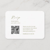 Weiß und Elfenbein | Chic Simple Scrpt QR Code Wed Begleitkarte (Vorderseite)