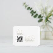 Weiß und Elfenbein | Chic Simple Scrpt QR Code Wed Begleitkarte (Stehend Vorderseite)