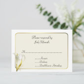 Weiß und Elfenbein mit Calla Lily Wedding RSVP Car (Stehend Vorderseite)