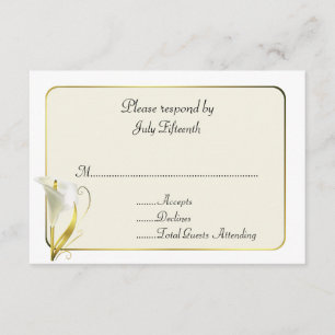 Weiß und Elfenbein mit Calla Lily Wedding RSVP Car Karte