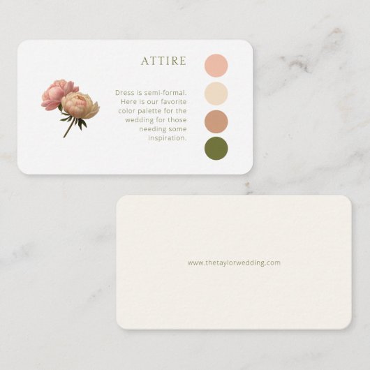 Weiß und Elfenbein | Rose Hochzeitskleid Code Begleitkarte (Vorne/Hinten)
