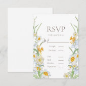 Weiß und gelb, florale Grenz-Hochzeit RSVP Karte (Vorne/Hinten)