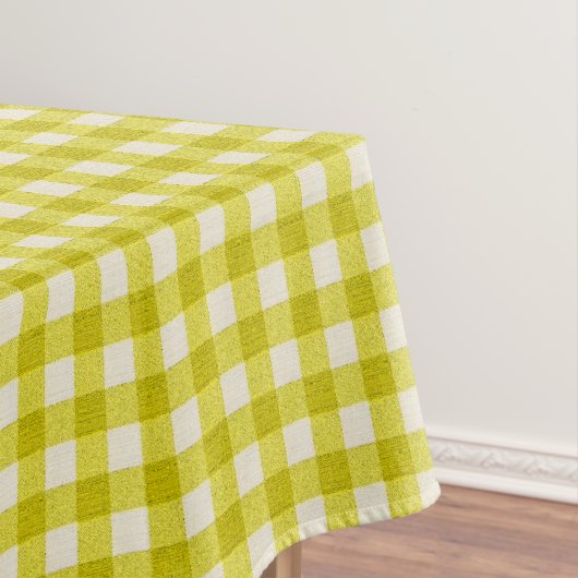 Weiß und Gelb Gingham Muster | Baumwolle geprüft Tischdecke (Beispiel)