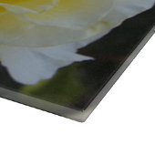 Weiß und Gelb-Rose-Glas-Schneidplatte Schneidebrett (Ecke)