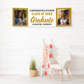 Weiß und Gold 2 Foto Gratulation 2026 Abschluss Banner (Insitu)