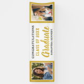Weiß und Gold 2 Foto Gratulation 2026 Abschluss Banner (Vertikal)