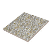 Weiß und Gold 3D Elegante Blumen Fliese (Seite)