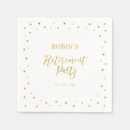 Weiß und Gold | Chic Confetti Retirement Party Serviette