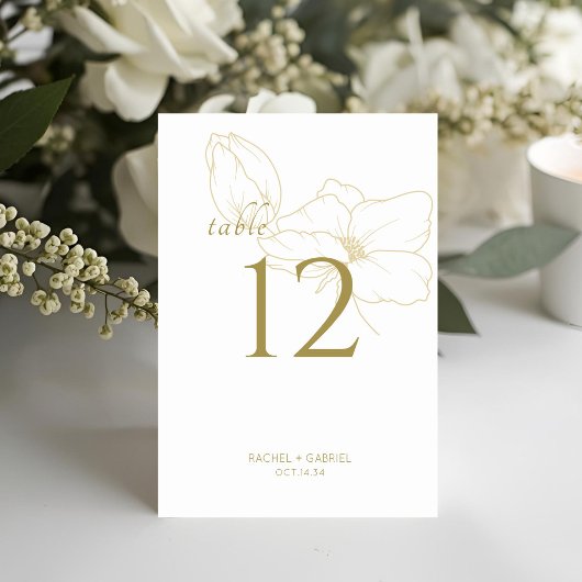 Weiß und Gold | Chic Modern Floral Wedding Tischnummer