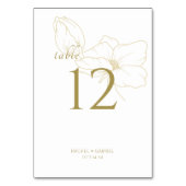Weiß und Gold | Chic Modern Floral Wedding Tischnummer (Vorderseite)