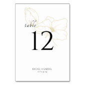 Weiß und Gold | Chic Modern Floral Wedding Tischnummer (Rückseite)