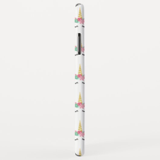 Weiß und Gold Einhorn-Gesichtsmuster Case-Mate iPhone Hülle (Hinten/Rechts)