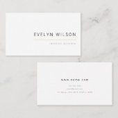 Weiß und Gold Elegant Einfaches Modern Minimalisti Visitenkarte (Vorne/Hinten)