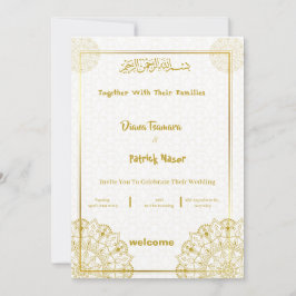 Weiß und Gold Elegante Einladung zur Hochzeit