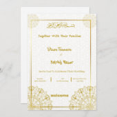 Weiß und Gold Elegante Einladung zur Hochzeit (Vorne/Hinten)