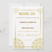 Weiß und Gold Elegante Einladung zur Hochzeit (Vorderseite)