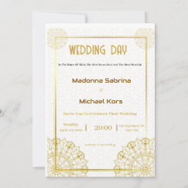 Weiß und Gold Elegante Einladung zur Hochzeit