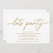 Weiß und Gold | Elegante Moderne jedes Alters Gebu Einladung (Vorne/Hinten)