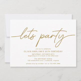 Weiß und Gold | Elegante Moderne jedes Alters Gebu Einladung