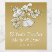 Weiß und Gold Hochzeitsglocken 50 Jahre alt Weinetikett (Einzelnes Label)